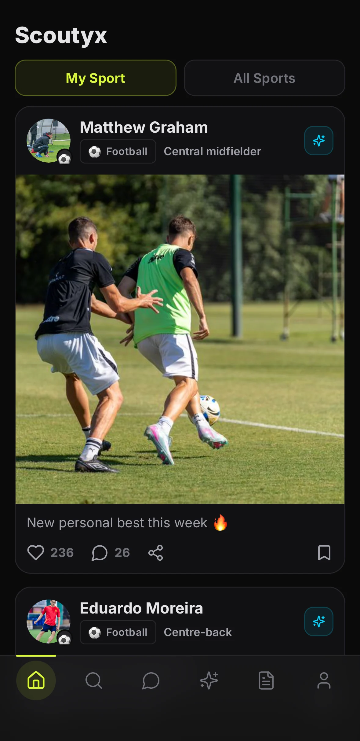 Athlete social feed — Matthew Graham training post